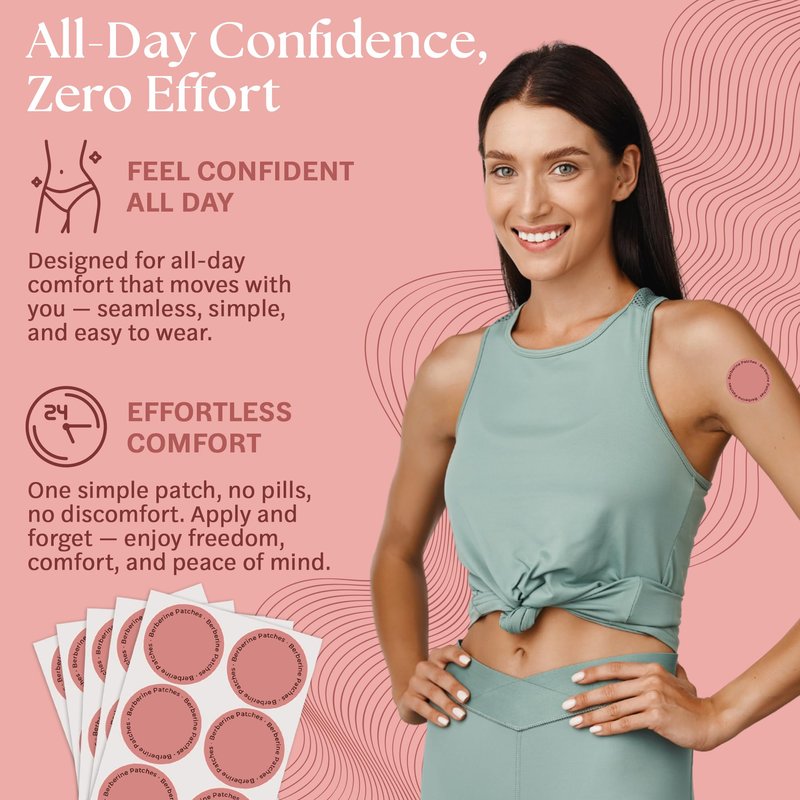 Patchora Wellness Berberine Patches – 4 Pack (120 Patches) – Body Care Patches Suitable for Men and Women's - Wearable Lifestyle Support – Plant-Based Daily Routine Patch – 120 Day Supply