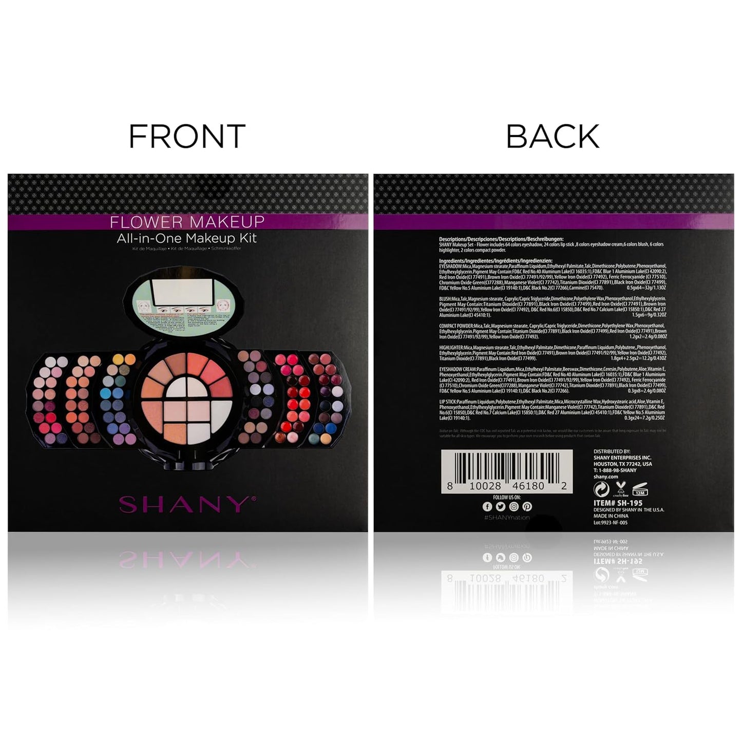 SHANY All About That Face Makeup Kit - All in one Beginner Makeup Set - Eye Shadows, Lip Colors, Face Makeup, Cosmetics applicators & More.