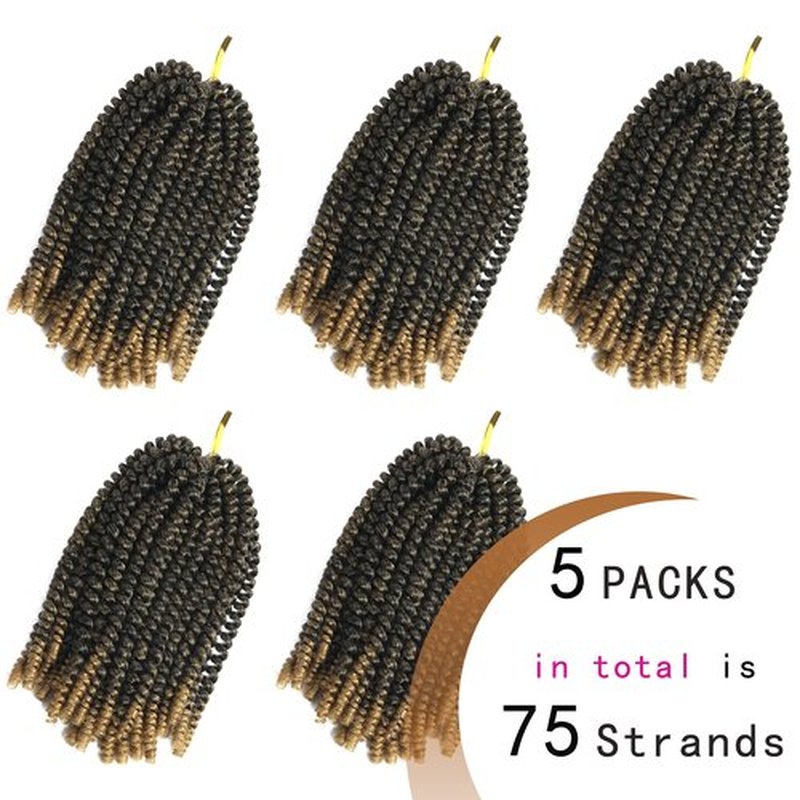 Bileaf 5 Packs Spring Twist Hair 8 Inch Fluffy Spring Twist Crochet Braiding Bomb Twist Ombre Blonde Hair Extensions for Butterfly Locs(T1B 27)