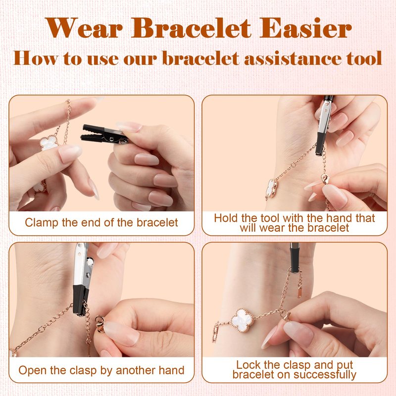 Vnsuyo 2 Pcs Bracelet Helper Tool, Portable Bracelet Helper Easy to Put on Yourself, Fastener Helpers Tool for Jewelry Clasps, Necklace, Zippers, Crafts