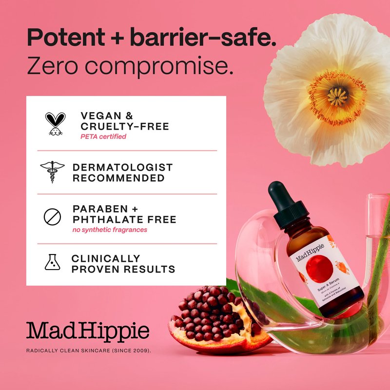 Mad Hippie Super A Retinol Serum for Face – Potent Skin Repair & Anti-Aging Serum with 3 Retinoids, Bakuchiol + Hydrating Hyaluronic Acid, 1.02 Oz
