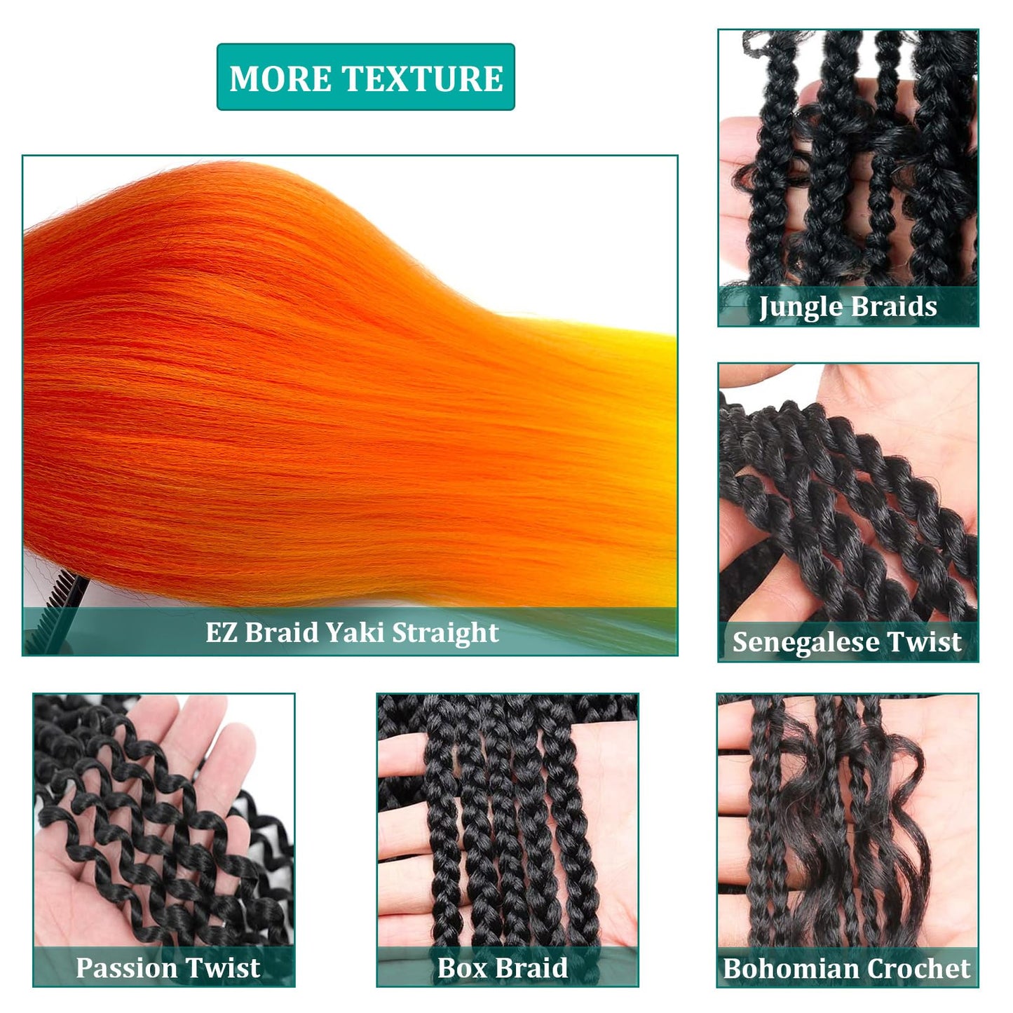 UPruyo Red Orange Yellow Ombre Braiding Hair Pre Stretched Kanekalo Colored Braiding Hair Extensions for Braiding Box Braids Prestretched Pre Sectioned Braiding Hair Ombre 26 inch
