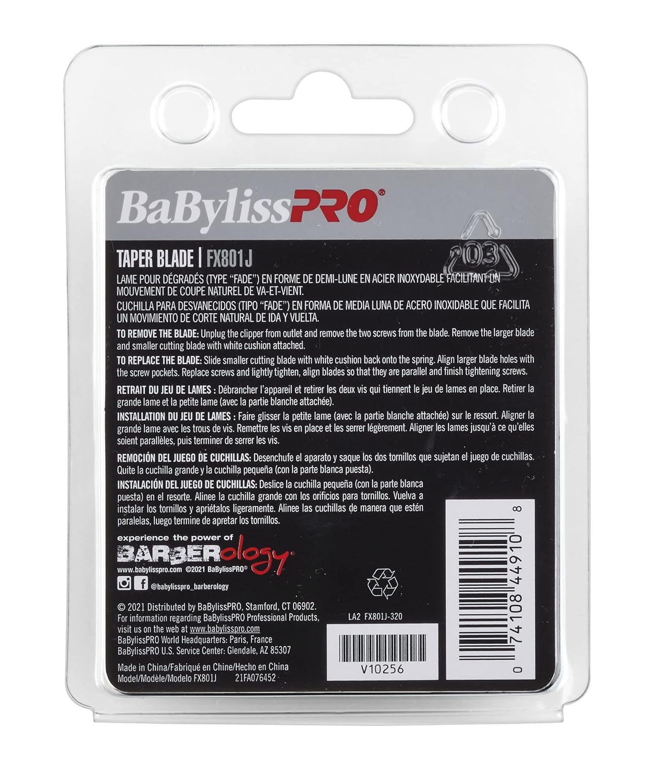 BaBylissPRO Replacement Taper Clipper Blades for FX870, FX825, FX673 Clippers and most 2-hole blade systems