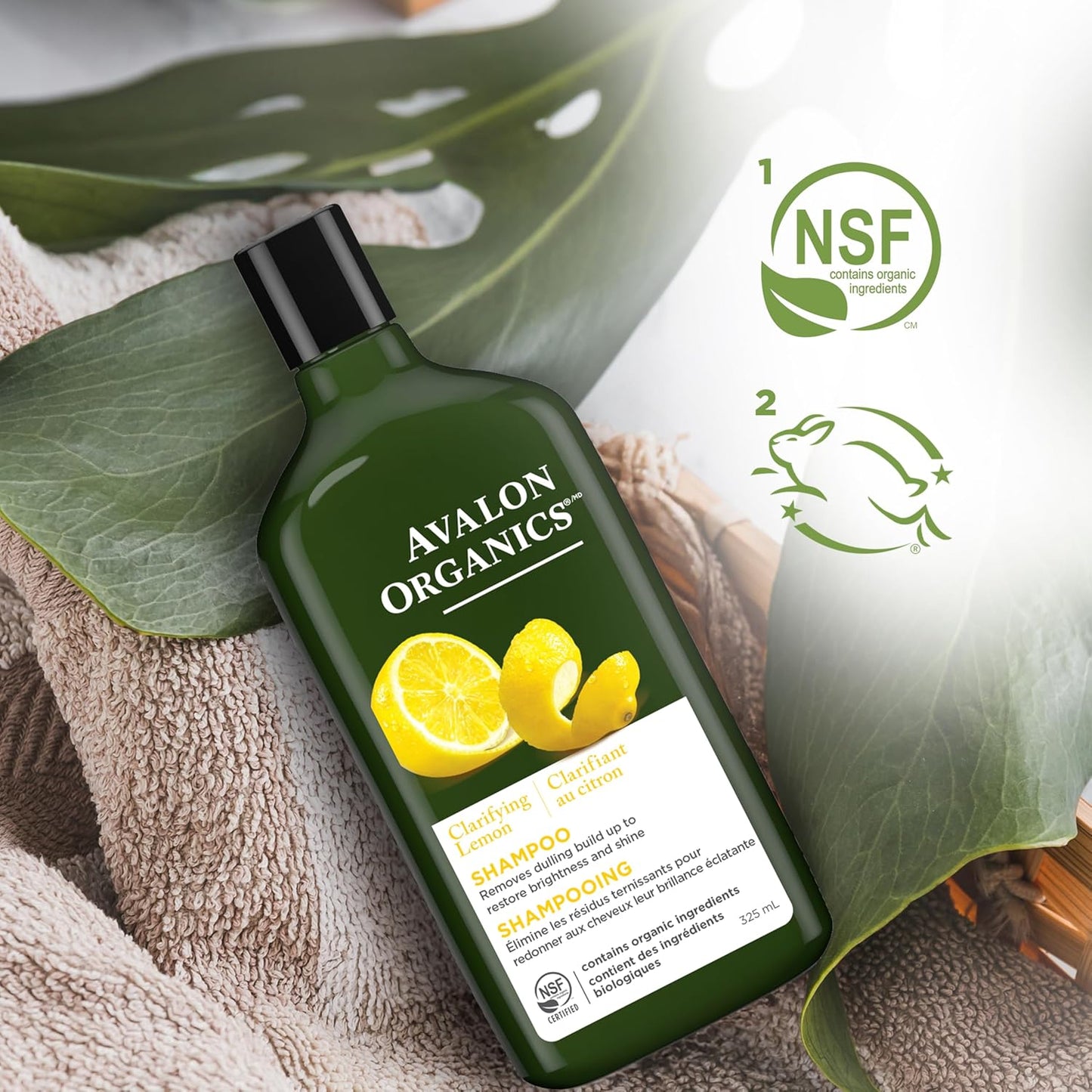Avalon Organics Clarifying Lemon Shampoo, 11 oz. (Pack of 2)