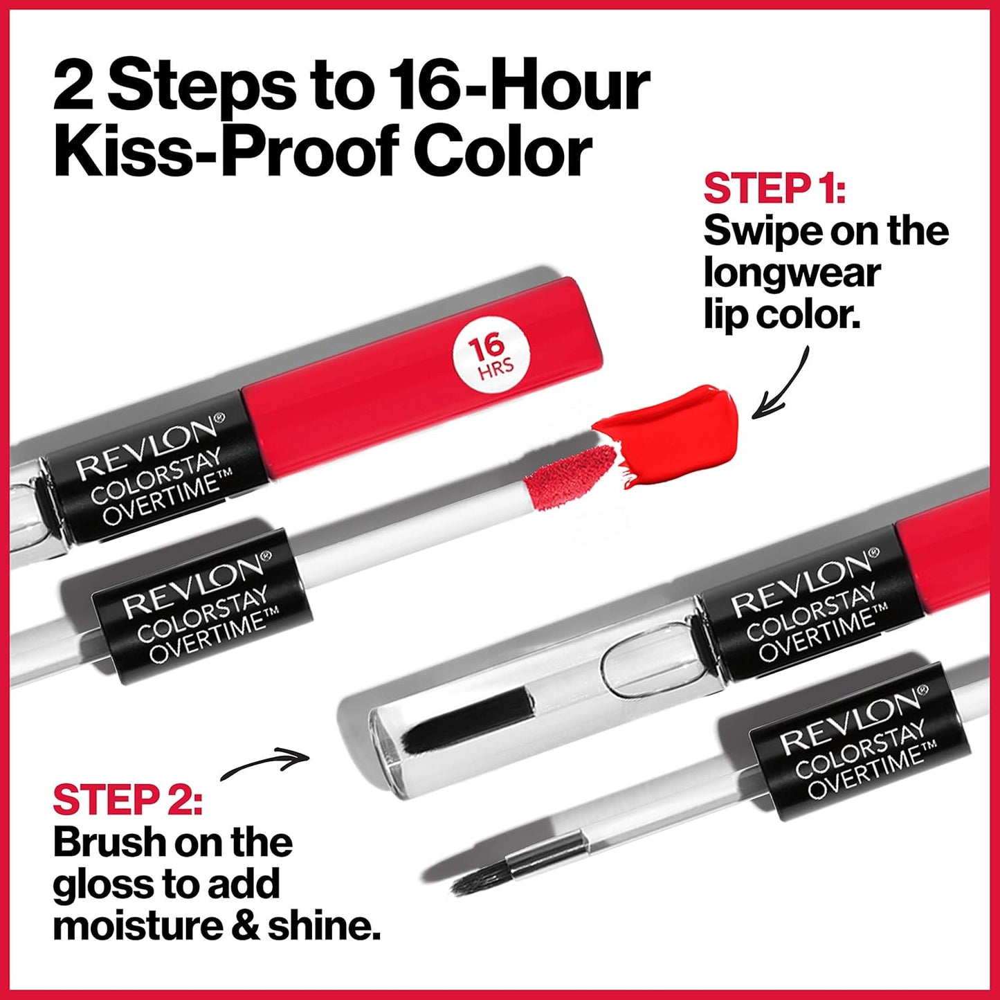 REVLON Liquid Lipstick with Clear Lip Gloss, ColorStay Face Makeup, Overtime Lipcolor, Dual Ended with Vitamin E in Pink, Forever Pink (410), 0.07 Oz