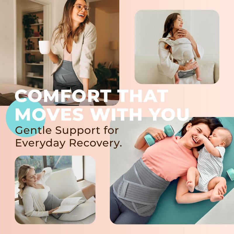 MOOIMOM Coolweave Postpartum Belly Band for C-Section Recovery Belt, Breathable Maternity Abdominal Binder with Ergonomic Back Support, Adjustable Belly Wrap for Post Surgery Waist & Core Support