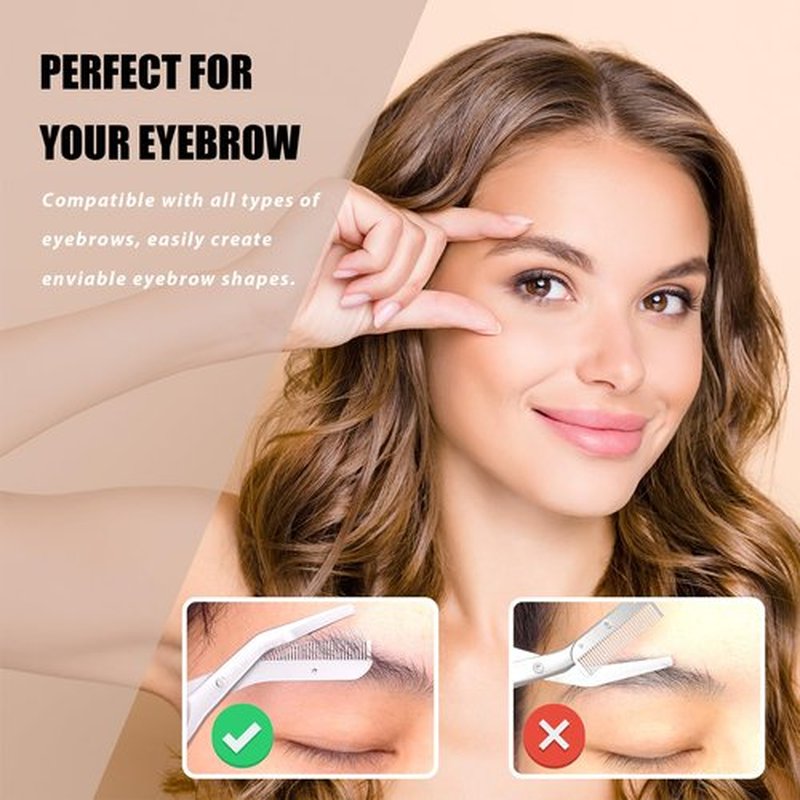 LePinko Eyebrow Trimming Scissors with Combs, Gifts For Men Women Stocking Stuffers, Silver
