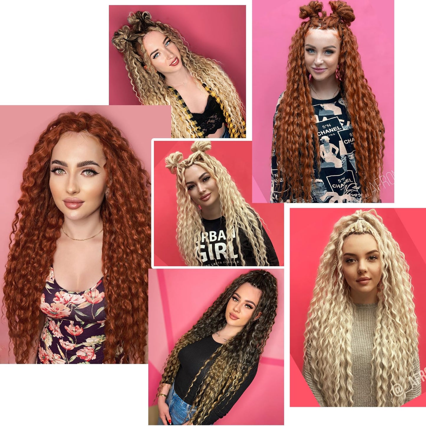 HANNE 24 Curly Double Ended Wavy Dreadlock Extensions for Women and Men 10 Strands Handmade Wools Hippie Style Locs Crochet Hair Extensions Ombre Brown Goddess DE Dreads Extensions (24 inch, MT1B/27)
