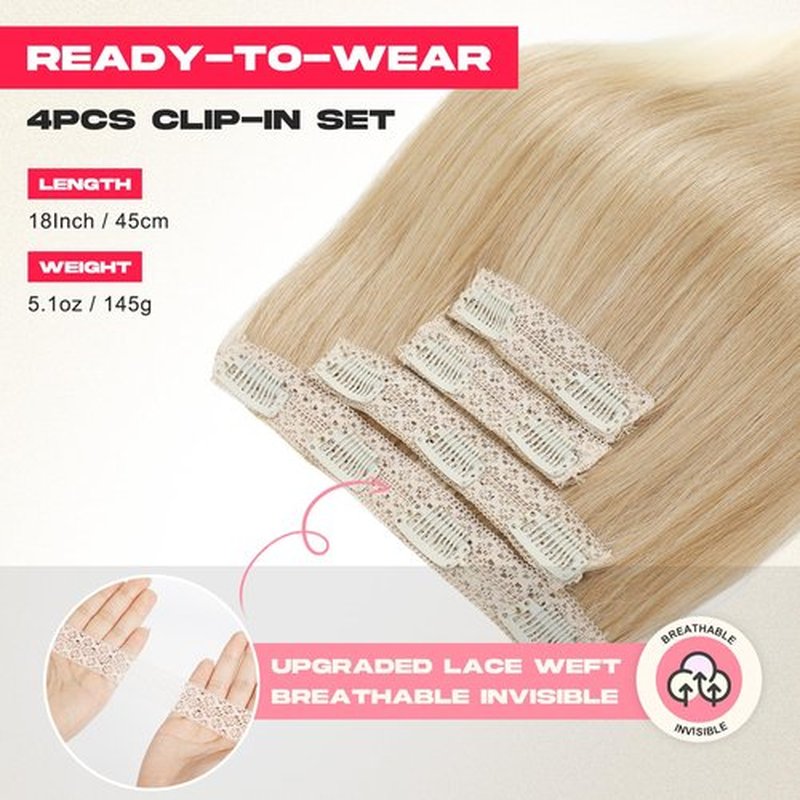 NTYNTY Hair Extensions, 4PCS 18" Clip in Hair Extensions Layered Cut Natural Lightweight Hairpieces with Thinner Softer Invisible Weft for Women - Dark Blonde with Light Ends