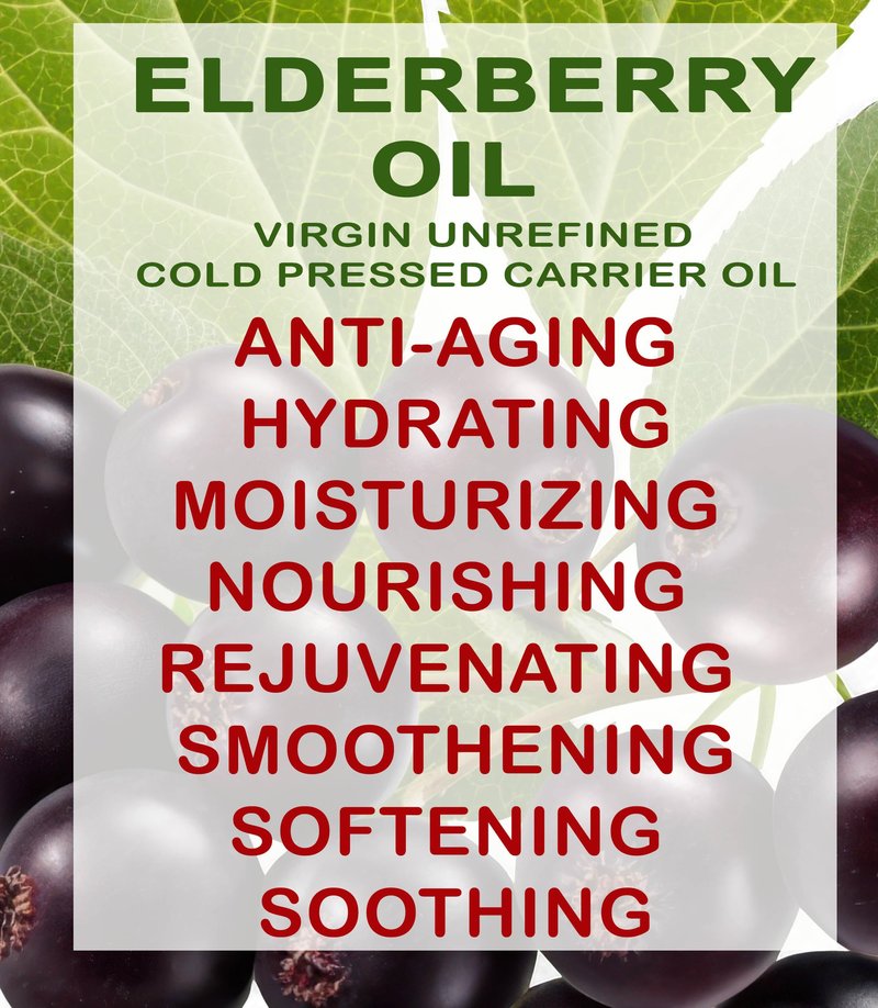 Botanical Beauty ELDERBERRY OIL Sambucus Nigra 100% Pure Natural Virgin Unrefined Cold Pressed Carrier Oil 0.5 Fl. Oz.- 15 ml for Face, Skin, Hair, Nails, Moisturizing. Rich in Vitamin E