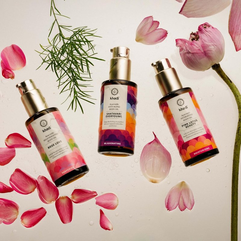 Khadi Pink Lotus Beauty Ayurvedic Body Oil - Hydrating, Balancing & Moisturizing | 3.38 fl oz