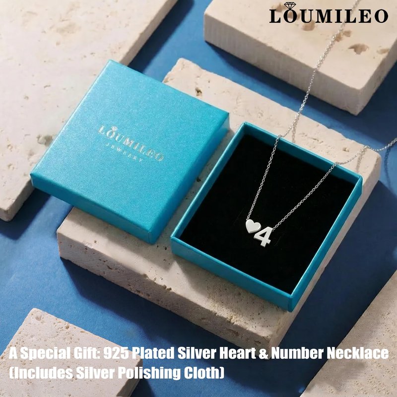LOUMILEO Softball/Soccer/Volleyball/Basketball/Tennis Necklace for Women Sterling Silver Number Necklaces for Women Dainty Silver Heart Pendant Necklace Personalized Sports Accessories Jewelry Gift