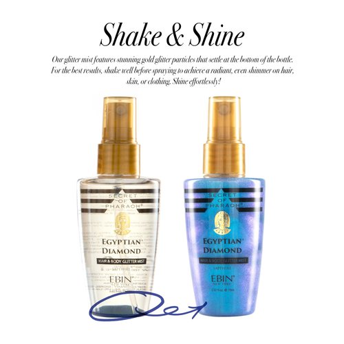 SECRET OF PHARAOH Egyptian Diamond Glitter Mist - Sapphire 2.37fl.oz | Hair, Face & Body Spray | Long-Lasting Quick-Dry Shimmer for Festivals, Raves, Clothes & Travel Essentials