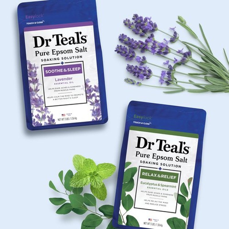 Dr Teal's Pure Epsom Salt, Lavender & Eucalyptus, 2 Count - 6lbs Total
