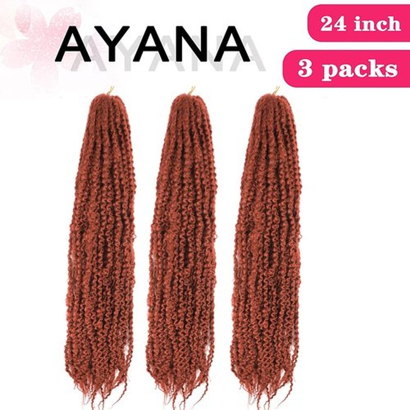 Ayana Marley Hair 3 Packs Marley Twist Braiding Hair Marley Braiding Hair For Faux Locs Crochet Hair 24 Inch Long Afro Synthetic Hair Extensions (24inch, 350#)