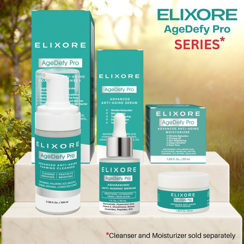 ELIXORE AgeDefy Pro Advanced Anti-Ageing Serum with Peptides & Vitamin C | Face Serums for Wrinkles, Firming & Brightening with Retinol, Niacinamide & Tranexamic Acid | for Mature Skin 30ml