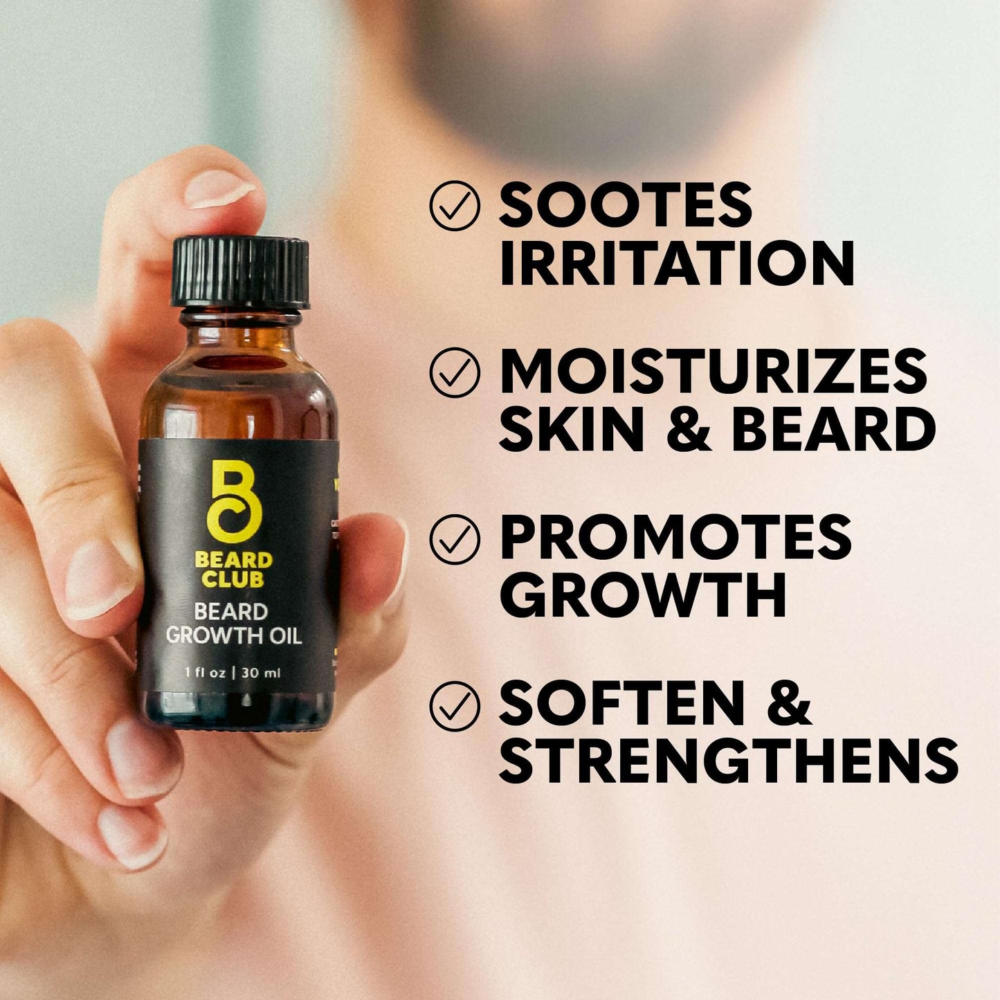 Beard Club - Beard Growth Serum with Natural Castor, Coconut and Avocado to Grow a Thicker, Fuller Beard, Fill in Patches and Stimulate Healthier Facial Hair Growth