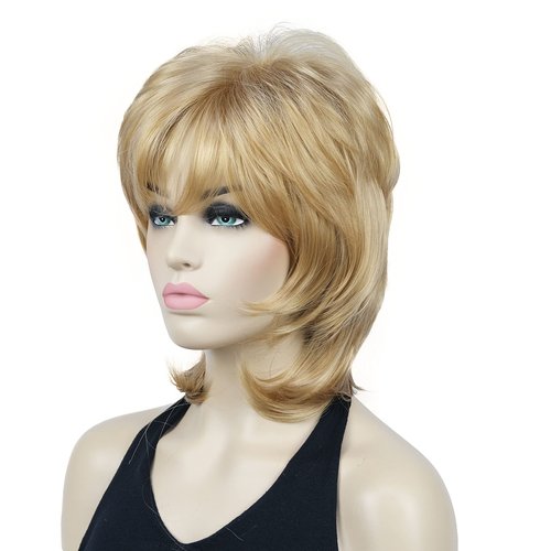 Lydell 16" Long Straight Wigs Soft Shaggy Layered Wigs Classic Cap Full Synthetic Hairpieces (24B Light Butterscotch)