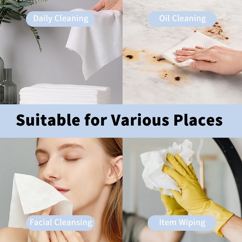 Skinsfairy Disposable Face Towels, Ultra Soft Biodegradable Dry Wipes, 50 Count 10x10'' Large Towelettes for Cleansing, Makeup Remover, Skincare, Sensitive Skin, Nursing, Travel