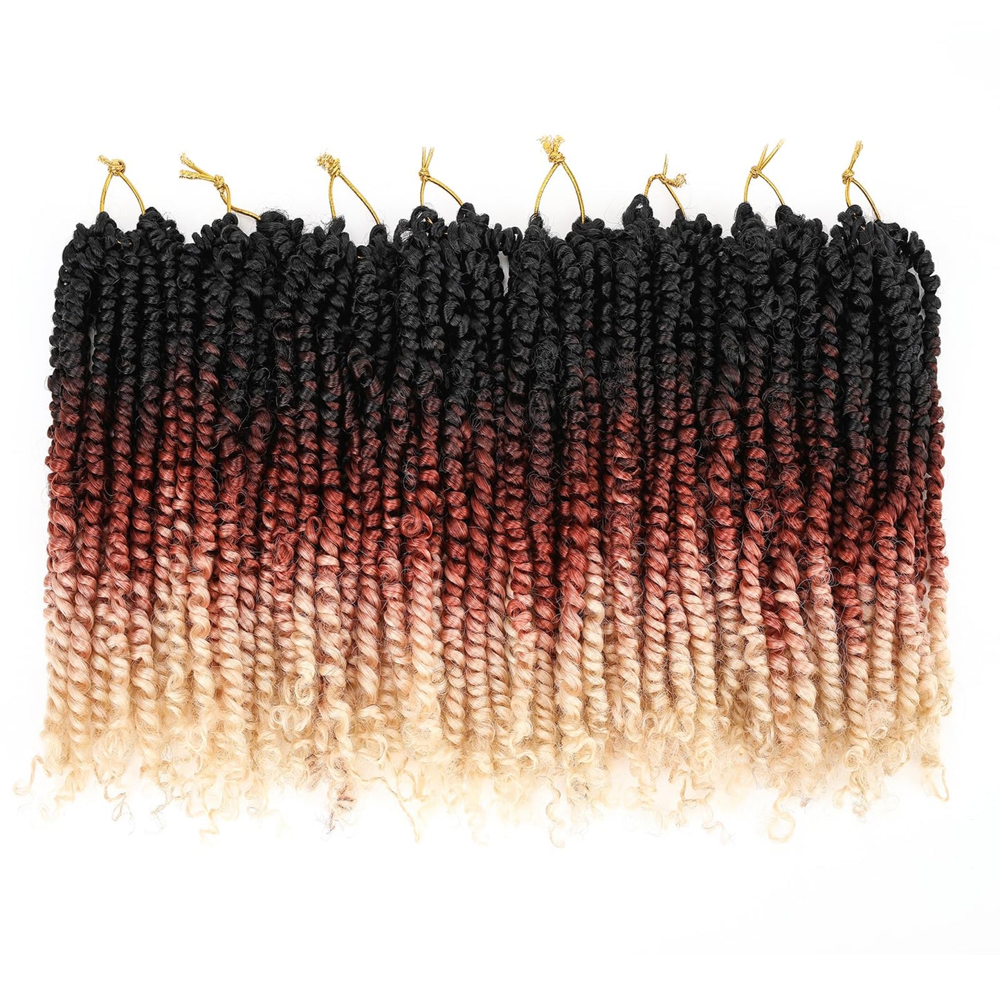 Leeven Passion Twist Hair 8 Packs 8 Inch Pre Twisted Crochet Twist Hair 3 Tone Ombre Blonde Pre Looped Short Curly Bohemian Braids Synthetic Hair Extensions for Black Women 12 Strands/Pack #1B/27/613