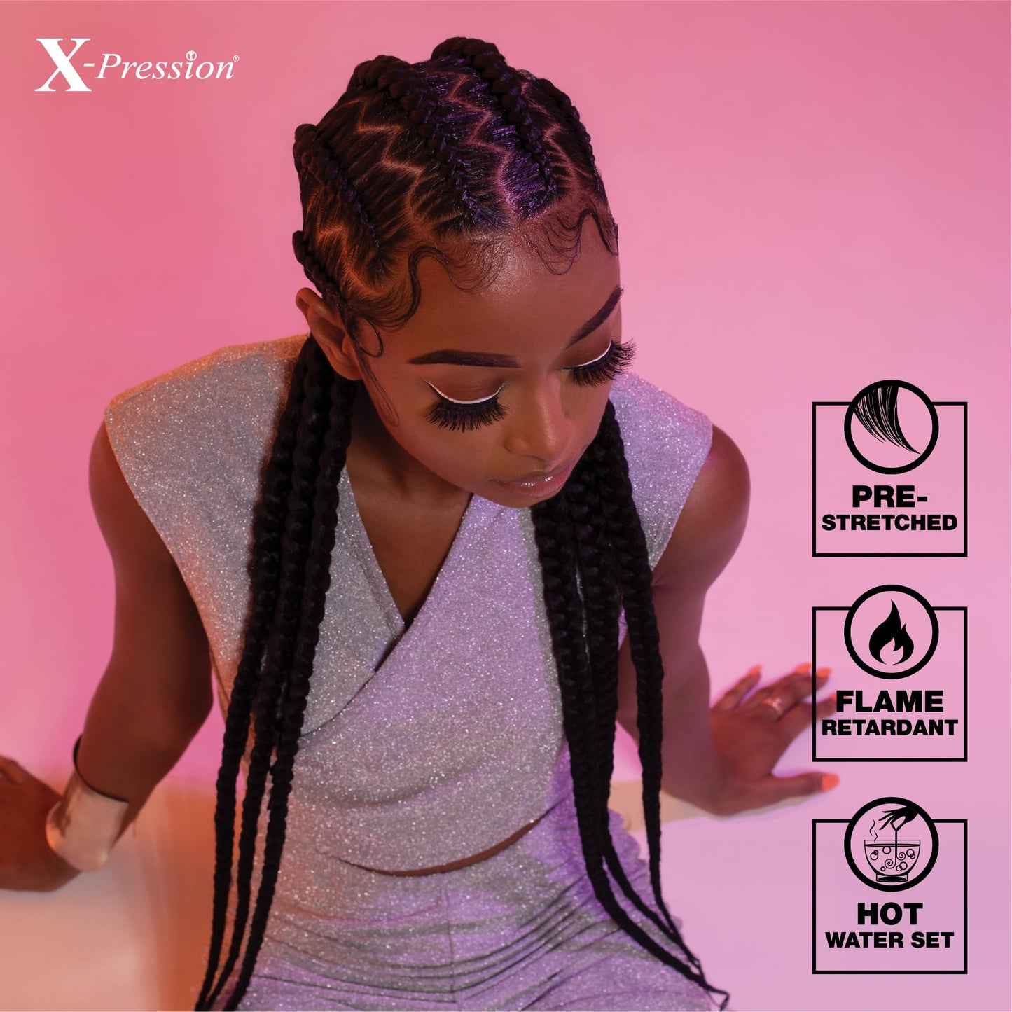 Sensationnel X-pression prestretched braiding hair - 3x braid 58 inch all kanekalon flame retardant synthetic braid for box braids and twists (4 pack, 4 MEDBROWN)