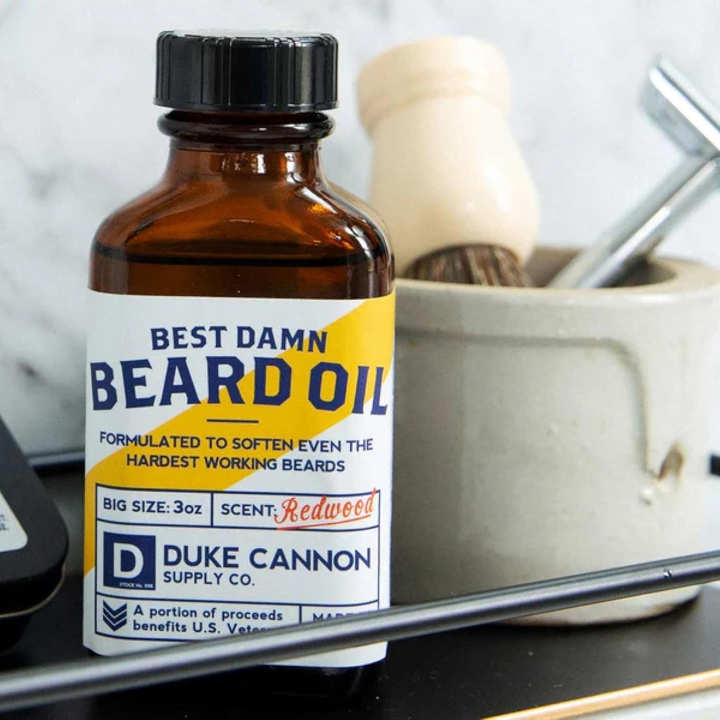 Duke Cannon Great American Beard Oil with Budweiser - Natural Conditioning with Apricot Kernel Oils, Warm Cedarwood Scent, 3 oz.