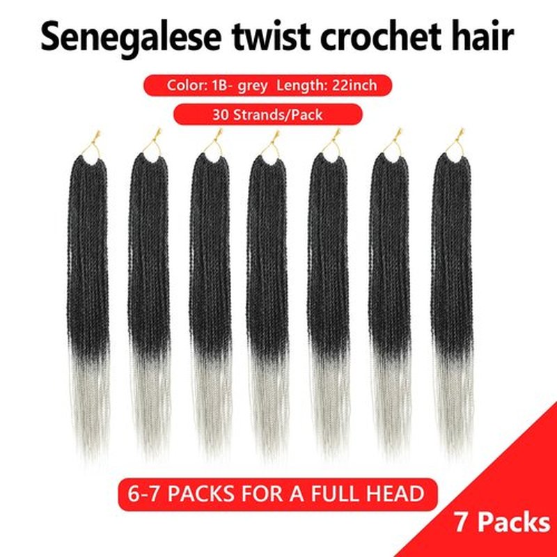 Senegalese Twist Crochet Hair for Black Women 14 Inch Pretwisted Crochet Hair 7 Packs Boho Goddess Twist Crochet Hair Pre Looped Hot Water Setting Crochet Twists with Natural Straight Ends
