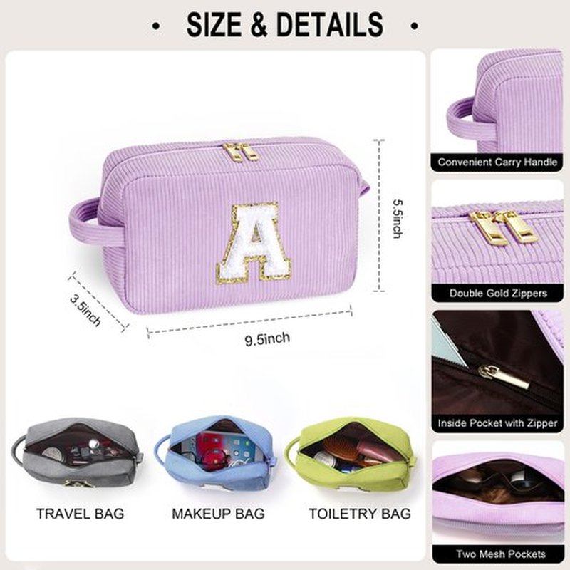 YOOLIFE Personalized Makeup Bag - Gifts for Women Her Girls Sister Girlfriend Gifts Monogram Make Up Bag Cute Cosmetic Bags for Women Girls Friend Birthday Gifts Mom Grandma Gifts Ideas Green Letter M