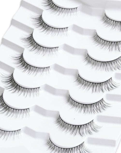 Onlyall Natural Lashes Wispy Lashes Natural Look False Eyelashes Natural Flared Eyelashes False Eye Lashes Soft Fluffy Lashes 7 Pairs D11 Gradual-10mm