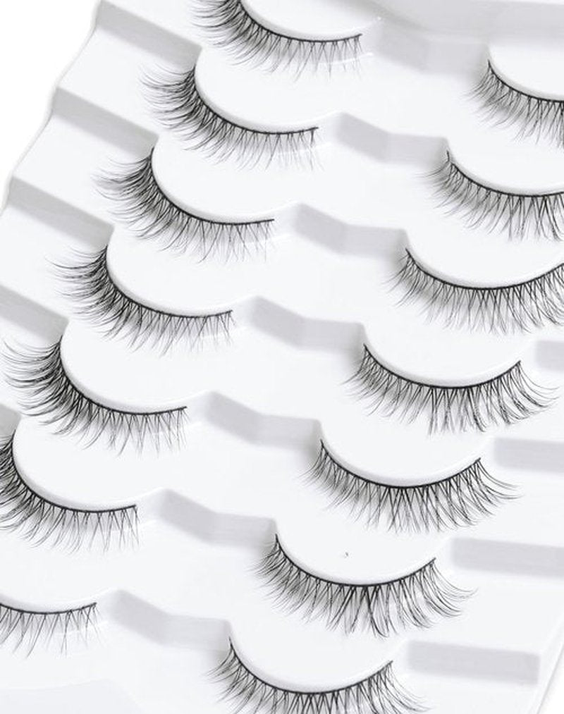 Onlyall Natural Lashes Wispy Lashes Natural Look False Eyelashes Natural Flared Eyelashes False Eye Lashes Soft Fluffy Lashes 7 Pairs D11 Gradual-10mm