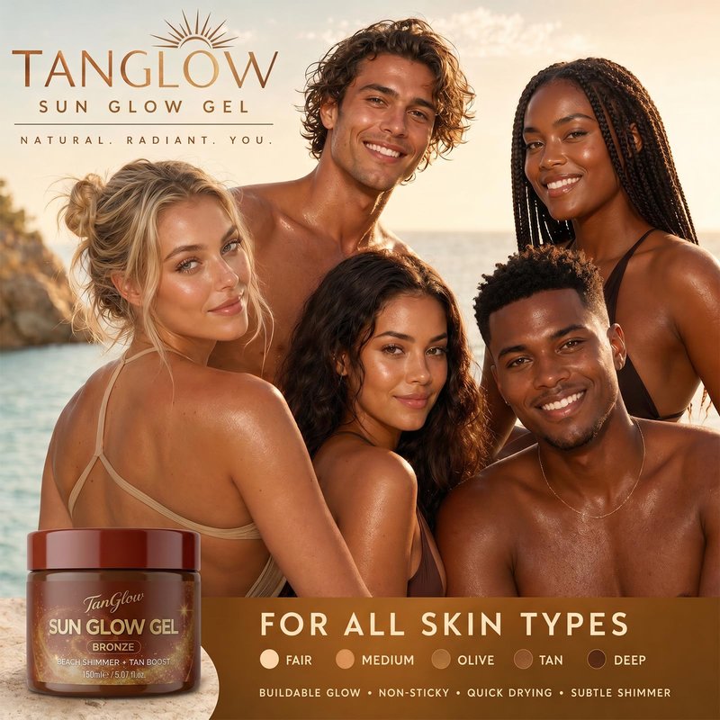 Carotene Bronze Tanning Gel, 150ml / 5.07 fl. oz, Beach Shimmer & Tan Boost with Carrot & Coconut Oil, Instant Glow Hydrating Formula for All Skin Types