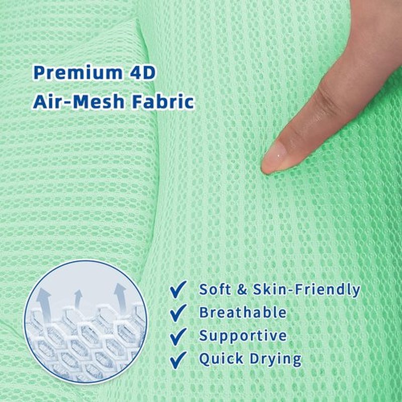 Bath Pillow, Bath Pillows for Tub Neck and Back Support, Bathtub Pillows for Head and Neck with 6 Strong Non-Slip Suction Cups, 4D Air Mesh, Bath Accessories Spa Gifts for Women(Green)