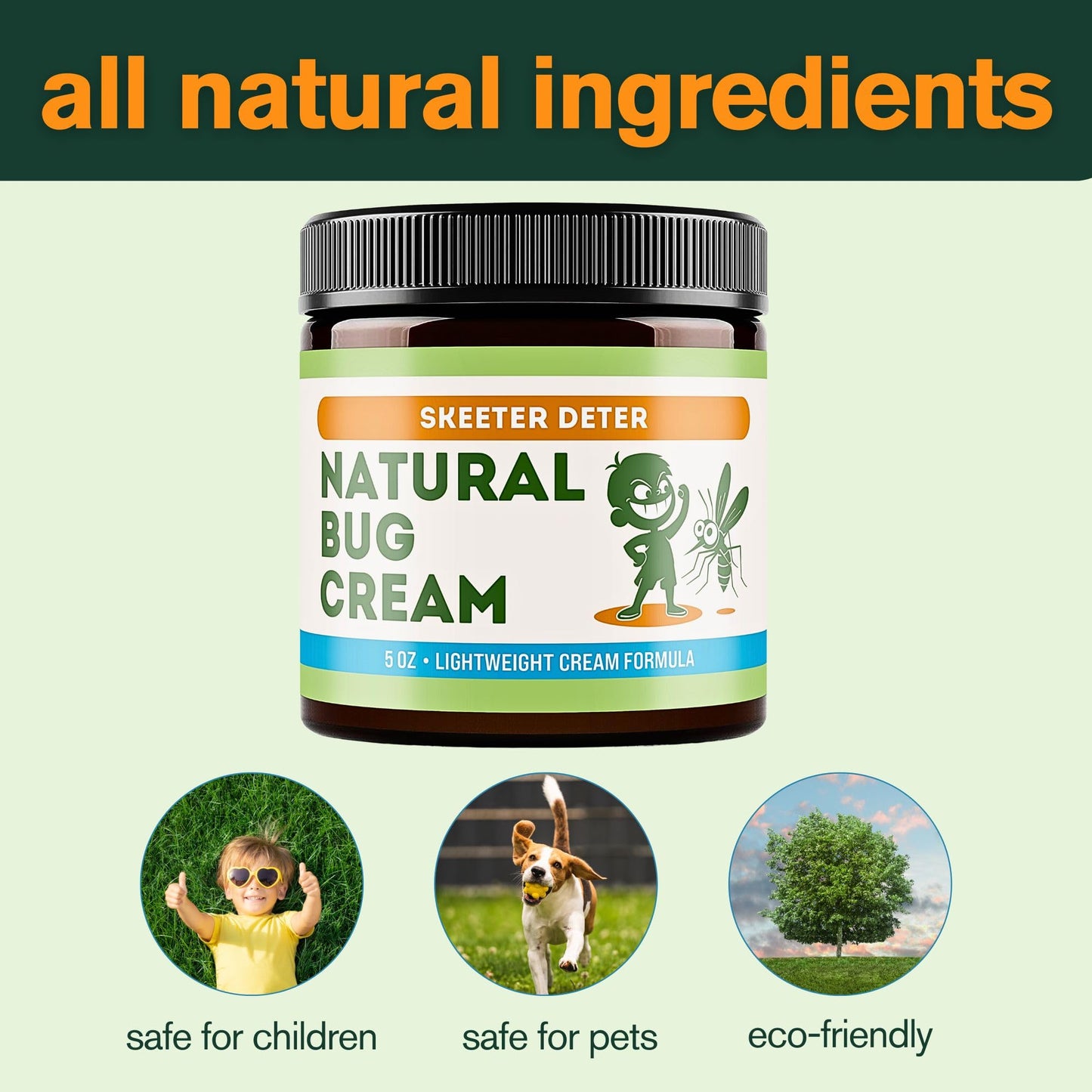 Magnum Solace Natural Bug Cream - No Spray Formula, Made with Plant Essential Oils, Safe for Kids