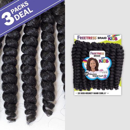 FreeTress Crochet Braids 3X Kids Bouncy Wand Curl 6" (3-PACK, 27)