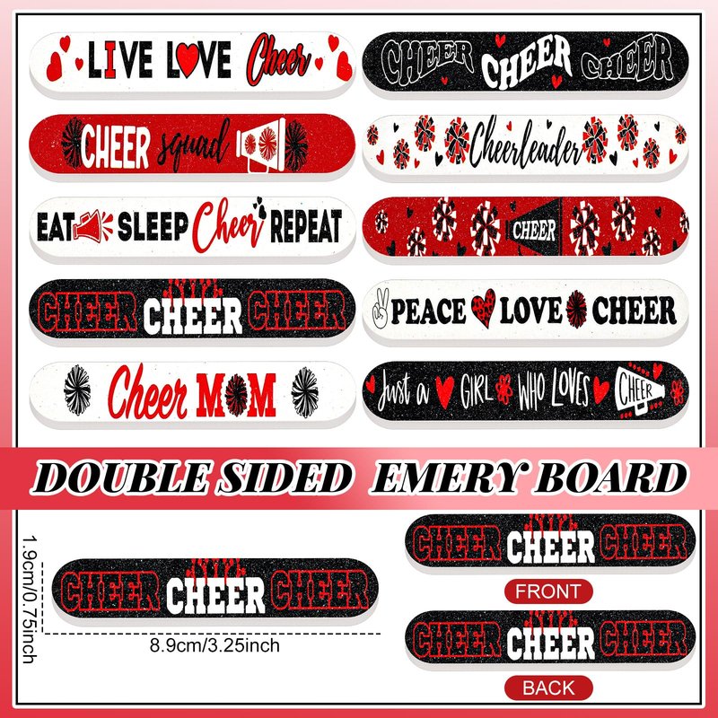 Lanties 50 Pack Cheerleader Gifts Bulk for Team Cheer Mini Nail Files for Women Cheerleader Emery Boards Funny Cheer Party Favors Small Spa Gifts for Women Teammates Salon Manicure Tools
