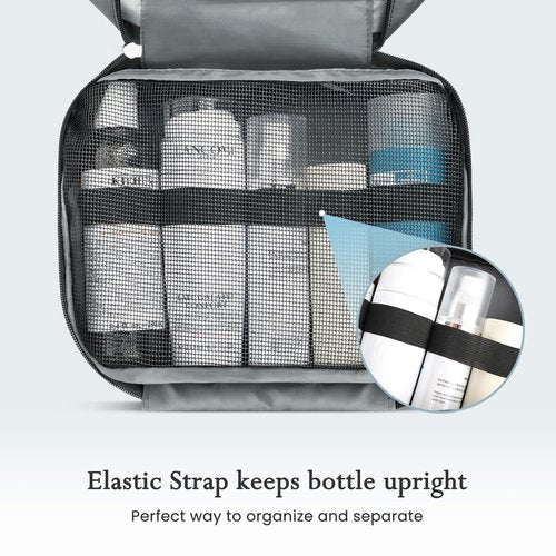 Maliton Toiletry Bag for Men & Women | Large Toiletry Bags for Traveling | Hanging Compact Hygiene Bag with 4 Compartments | Waterproof Bathroom Shower Bag (Gray)