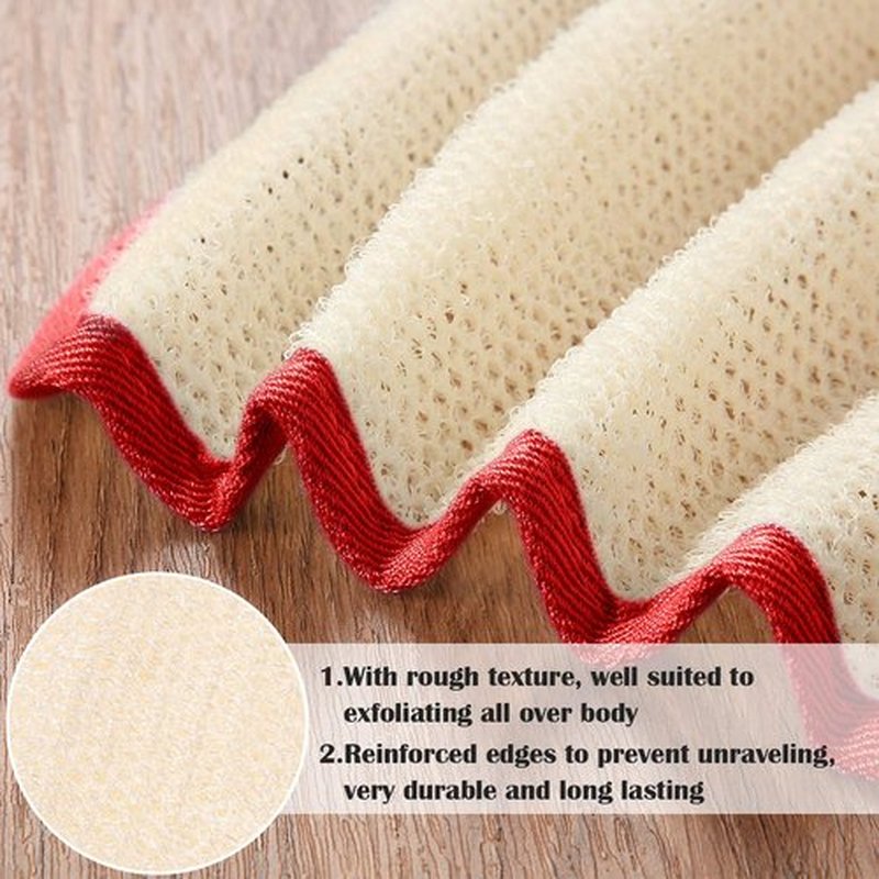 Tatuo 5 Pcs Exfoliating Face and Body Wash Cloths Towel Weave Bath Cloth Exfoliating Scrub Cloth Massage Bath Cloth for Women and Men, 10.63 x 9.05 Inch (Red Edge)