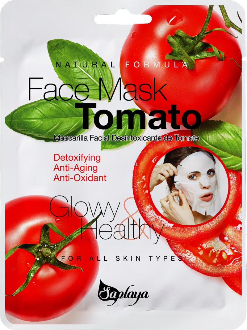 Saplaya K-Beauty Scented Facemask Sheets Skin Care Mask Single Scent Natural Formula Made in South Korea (Tomato 6 Pack)