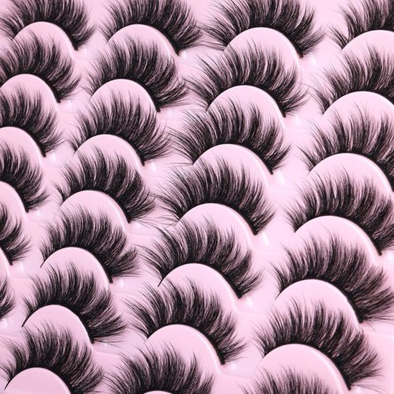 EyeLashes Natural Look 16mm Faux Mink Lashes Fluffy Cat Eye Wispy Eyelashes 6D Volume False Lashes Pack by Kiromiro