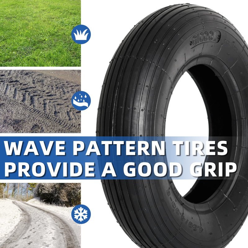 GIGOOL 4.80/4.00-8" Replacement Tire and Inner Tube Set, 2 Pack, 15" Heavy Duty Tire and Wheel, TR-13 Straight Valve Stem, for Wheelbarrow Trolley Dolly Garden Wagon Wheel Replacemen