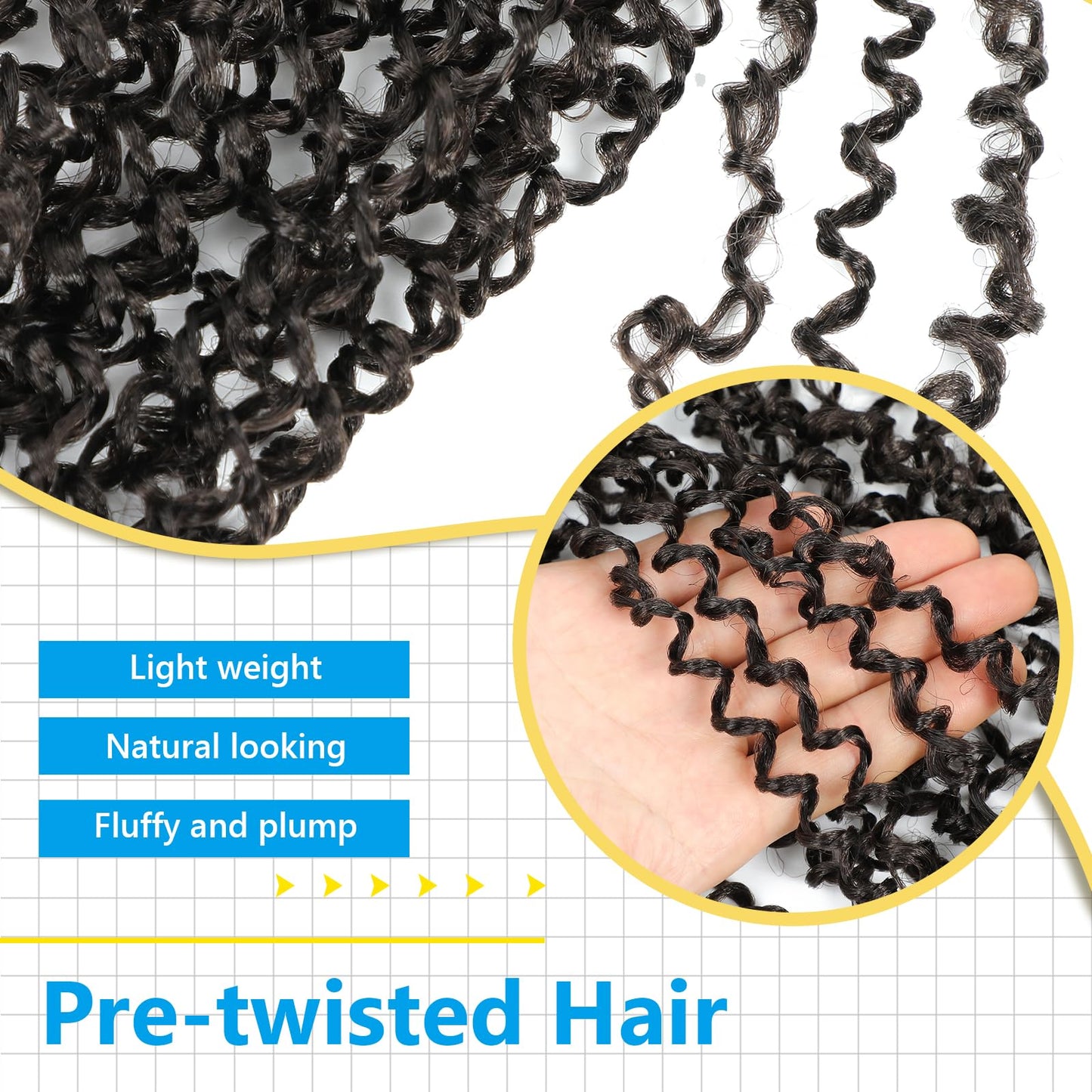 Passion Twsit Hair 12 Inch - 1B Yankee Twist Crochet Hair 10Packs Passion Twist Braiding Hair Prelooped Mini Spring Twist Crochet Hair for Black Women(12 Inch,1B)