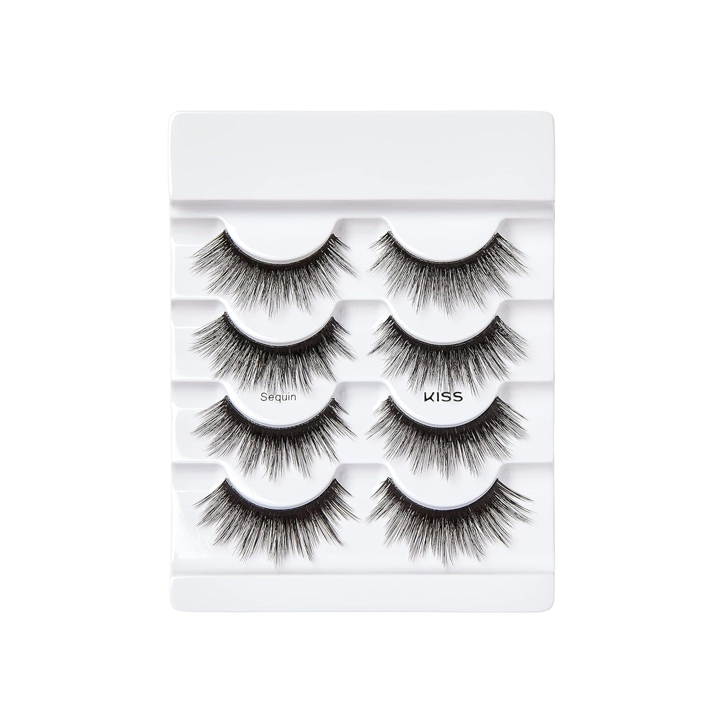 KISS Lash Couture Faux Mink False Eyelashes Multipack, Knot-Free Lash Band, Reusable, Contact Lens Friendly, Easy To Apply, Ultrafine, Tapered, Synthetic Fake Lashes, Style Sequin, 4 Pairs