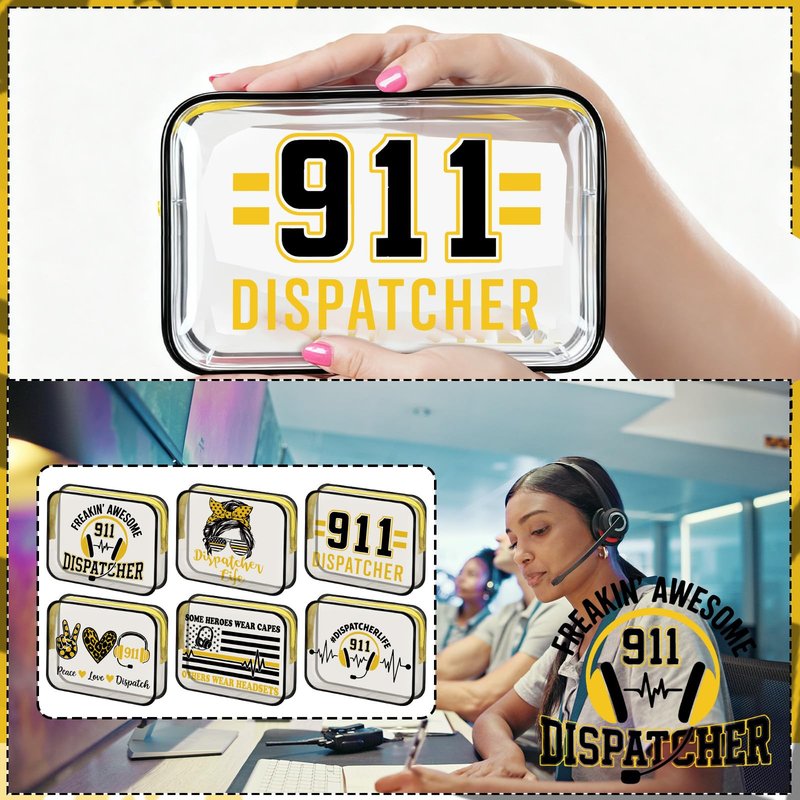 Sunnymove 12 Pcs 911 Dispatcher Gifts for Women Makeup Bags Bulk Telecommunicator Week Party Favor 911 Operator Emergency Dispatchers Accessories First Responder Office Employee Appreciation Gifts