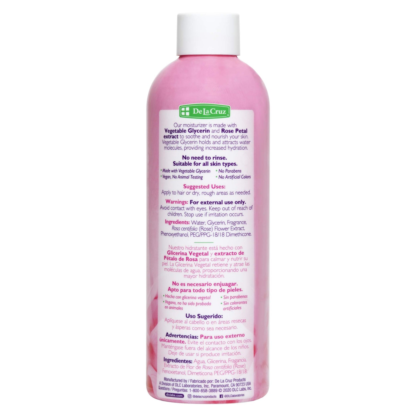 De La Cruz Rose Water and Glycerin for Face - Rosewater Facial Toner and Moisturizer for Skin and Hair 8 fl oz (236 mL) - 5 Bottles