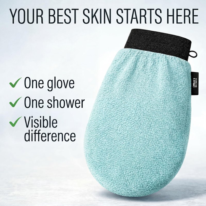 Korean Exfoliating Glove for Shower – Deep Body Scrubber & Face Exfoliator – Shower Gloves – Tan Remover Washcloth, Smooth Skin & Body Exfoliating Mitt – Loofah Wash Cloth Alternative (Pack of 1)