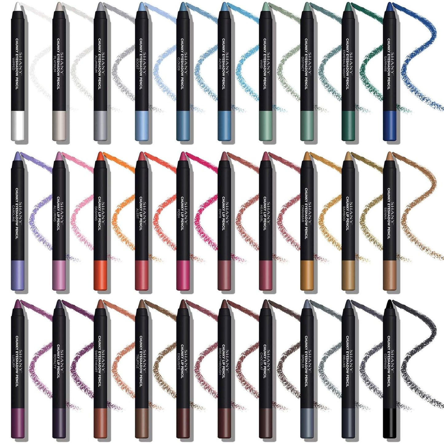 SHANY Eyeshadow Pencils Lip Liner, Eyeliner, Eye Pencils - Multi Use for EyeShadow, Lip Makeup, Lipstick with Vitamin E and Aloe Vera - Old Packaging