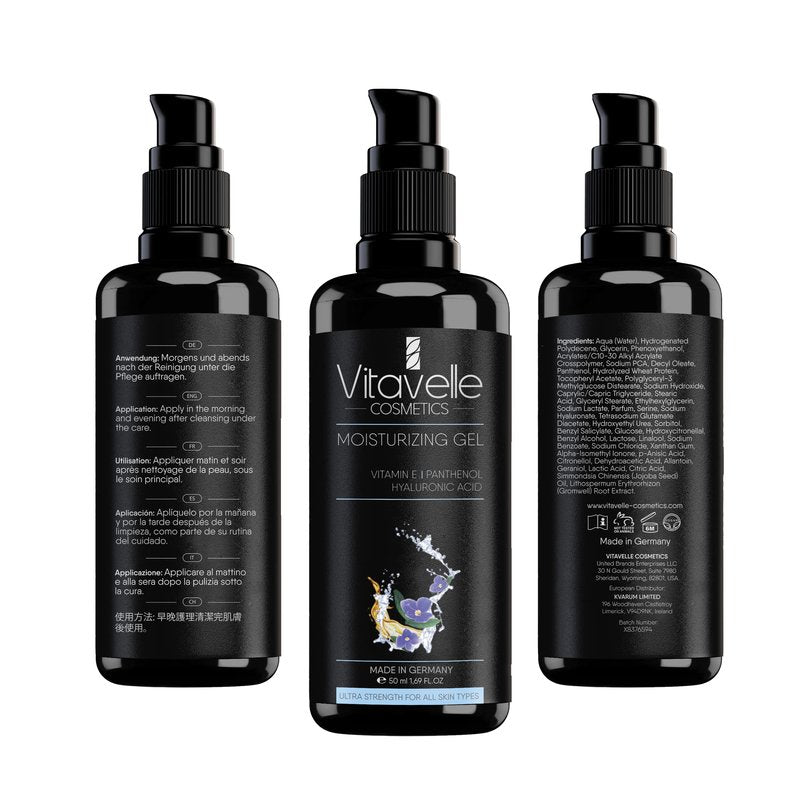 VITAVELLE Lightweight Face Moisturizer Gel – Hydrating Daily Facial Gel for All Skin Types (1.69 Fl Oz)