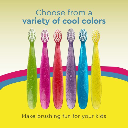 RADIUS Totz Toothbrush Extra Soft Brush BPA Free & ADA Accepted Designed for Delicate Teeth & Gums for Children 18 Months & Up - Green Blue Sparkle - Pack of 3