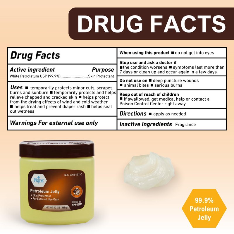 MED PRIDE Cocoa Butter Petroleum Jelly, 13 oz - Moisturizing Skin Protectant for Dry Skin, Cracked Hands, Chapped Lips, Rough Heels & Minor Cuts - Hypoallergenic Cocoa Scented Ointment