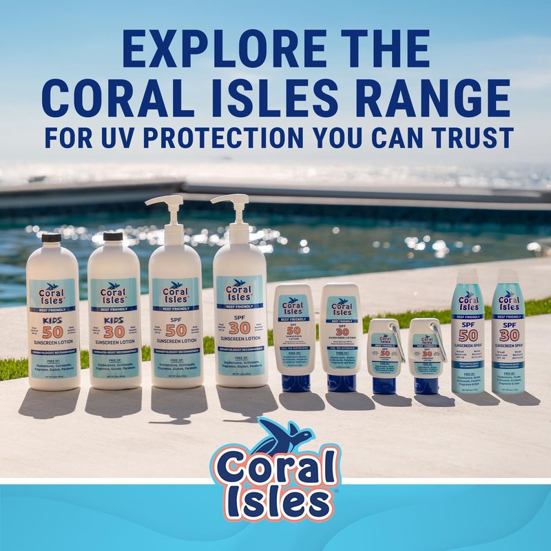 Coral Isles Sunscreen SPF 50 | Hawaii Reef Act Compliant | Octinoxate & Oxybenzone Free | Broad Spectrum UVA/UVB Protection | Water Resistant 80 Min. | Fragrance Free | 6 Fl Oz Lotion